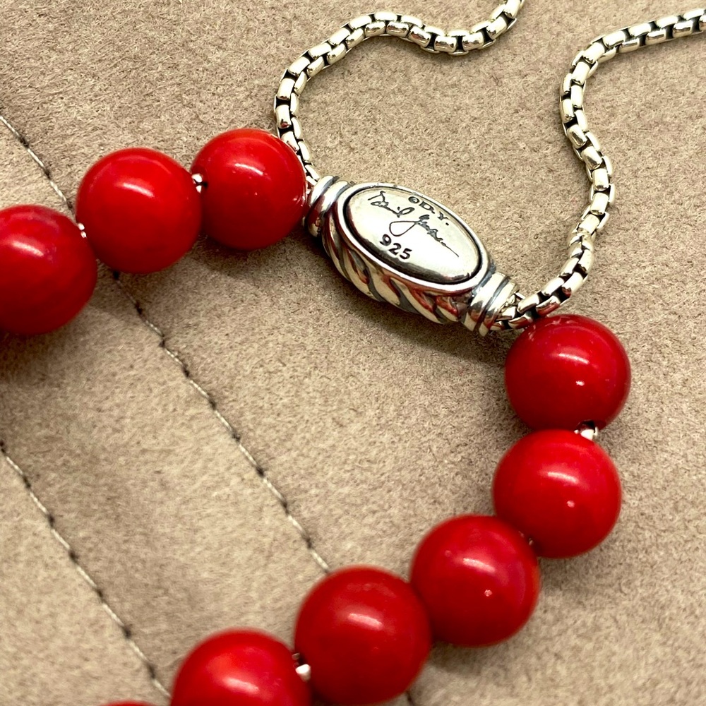 DAVID YURMAN Women's 8mm Coral Spiritual Beads Bracelet with Wave - Picture 6 of 6